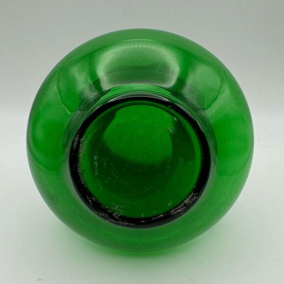 3" Vintage Anchor Hocking Green Glass Flared Crimped Rim Flower Mini Vase - Picture 3 of 5